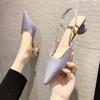 Women Brand Design 2024 Summer Party Shoes Sexy Pointed Silk Satin Luxury Low Heels Fashion New Ins Style Baotou Sandals Zapatos