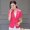 Women Summer Small Suit Thin Female Jacket Short Slim Candy Color Short Sleeve Suit Solid Color Tops