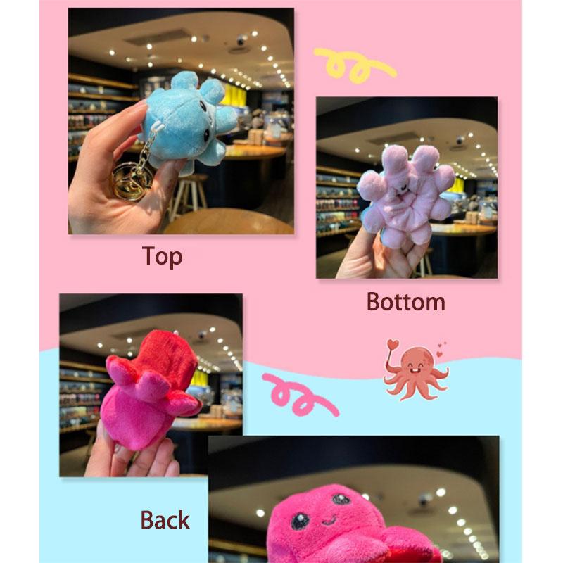Двусторонний мультяшный осьминог, милый плюшевый брелок, подвеска на рюкзак, подвеска, плюшевая игрушка