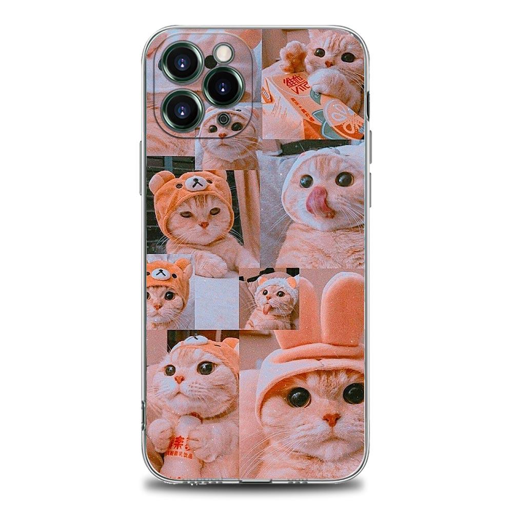 Забавный милый кошачий рисунок прозрачный чехол для телефона Apple iPhone 14 11 12 13 Pro Max 7 8 SE XR XS X Max 6 6s Plus мягкий силиконовый чехол