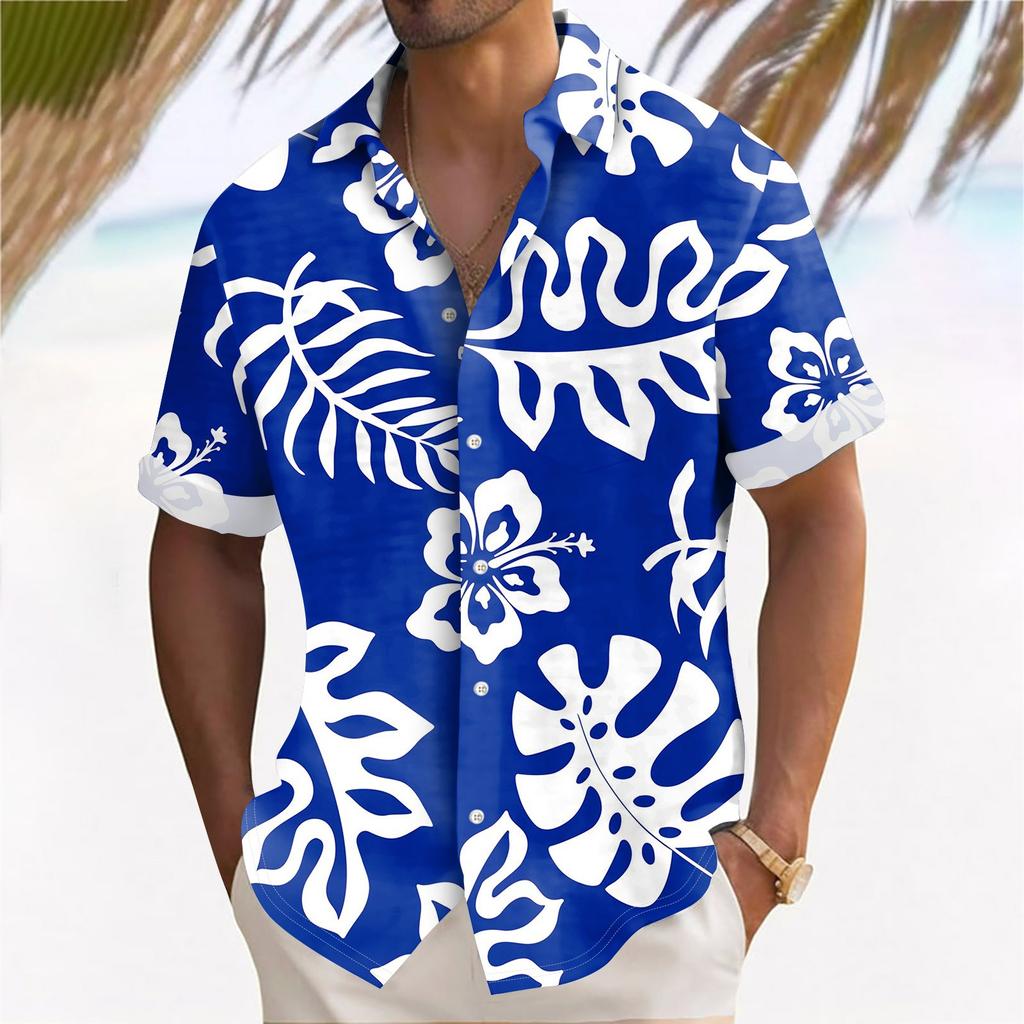 Гавайская рубашка для мужчин, мужские винтажные рубашки для боулинга на пуговицах, летняя пляжная рубашка с коротким рукавом