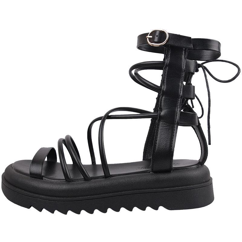 Повседневная платформа, интернет-знаменитость, белые ретро сандалии на платформе с увеличением высоты, женские 2025, новинка, летняя пляжная обувь, римские сандалии