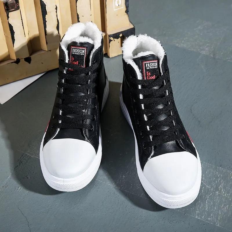 Плюшевые белые туфли для мужчин зимние высокие кожаные кроссовки мужские водонепроницаемые ботильоны мужские для подростков кроссовки спортивная обувь
