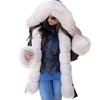 Womens Long Sleeves Faux Solid Coat Winter Jacket  Hooded Fishtail Overcoat