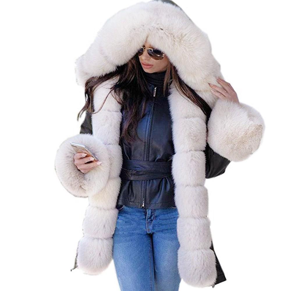 Womens Long Sleeves Faux Solid Coat Winter Jacket Hooded Fishtail Overcoat