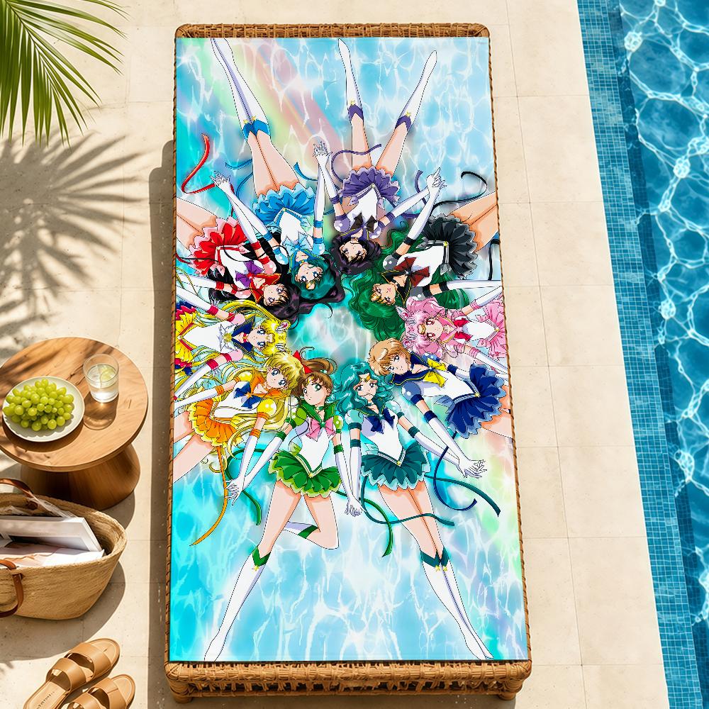 anime cartoon cute S-SailorS M-Moon FK Towel Pool soft Beach Towels Trip swim bath Towel Gym Spa home room Decor Holiday Gift