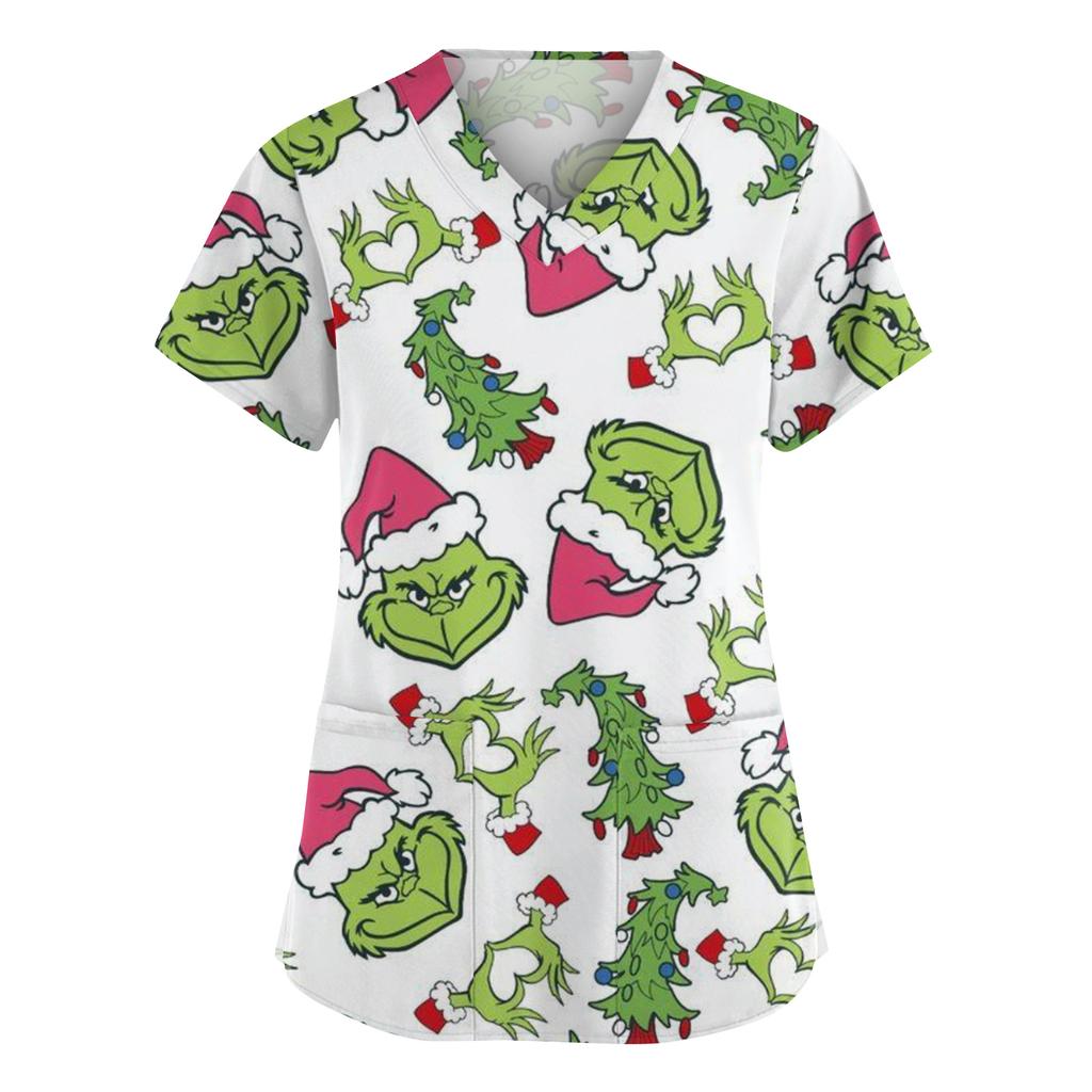 Женская мода V-образный вырез короткий рукав комбинезон с карманами принт топы одежда