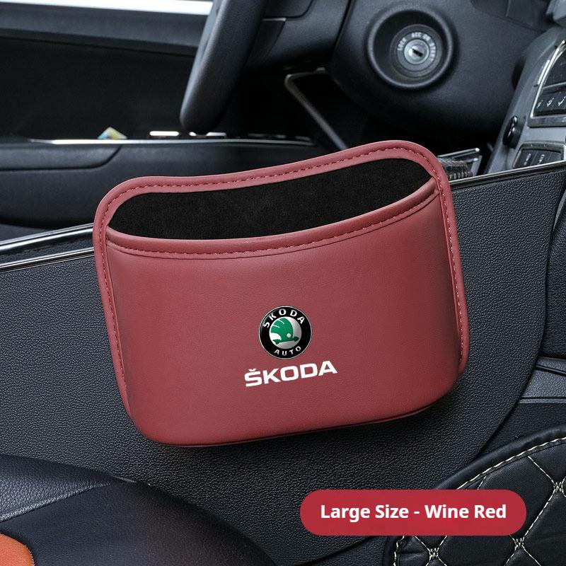 HQKI8 Car Door Storage Box Seat Hanging Trash Can Trash Can Car Interior Accessories For Skoda Octavia Superb Rapid Kodiaya Kroya