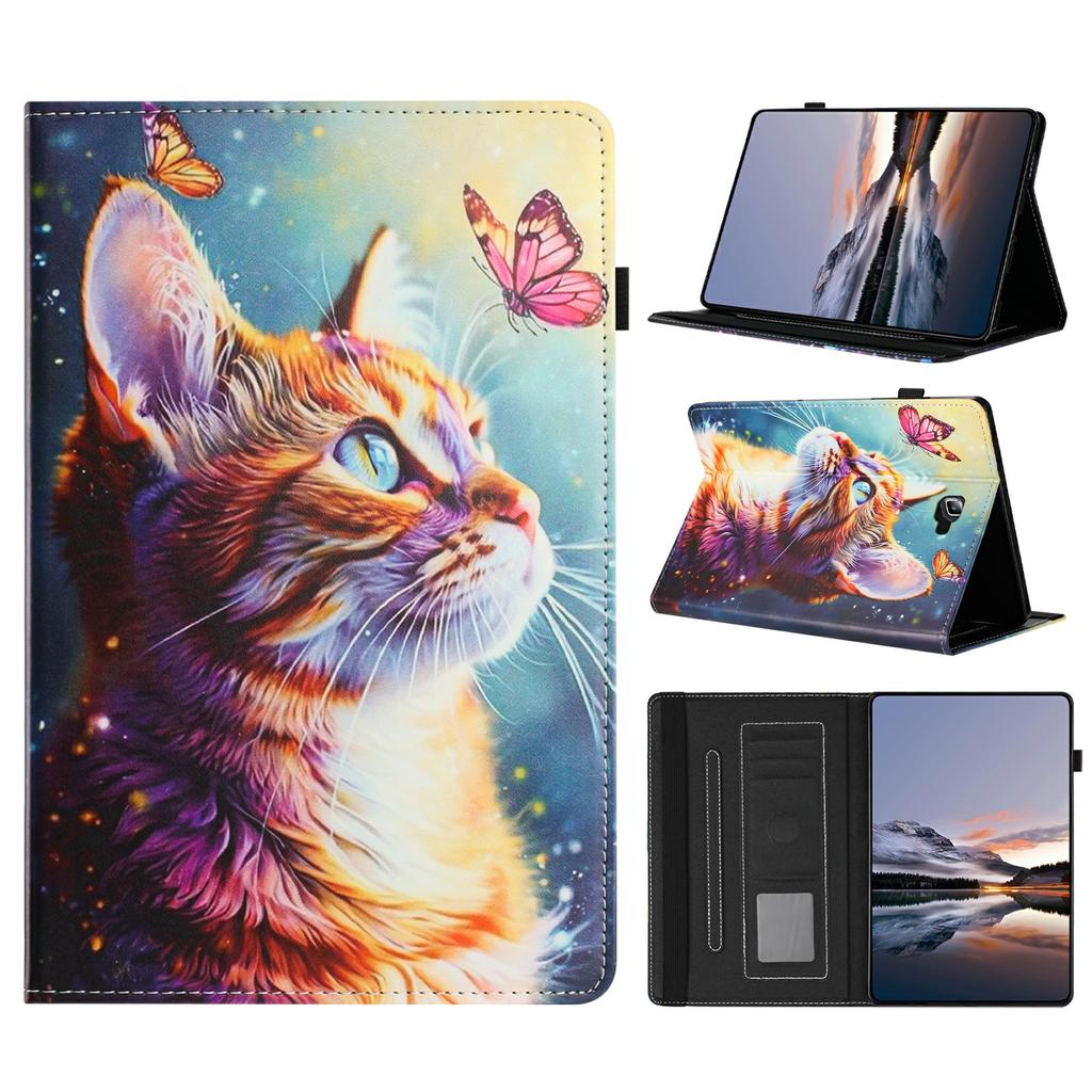 Litchi Grain Painting Leather Case for Samsung Galaxy Tab A 10.1 (2016) T580 T585 Card Slot Tablet Cover with Auto Wake/Sleep