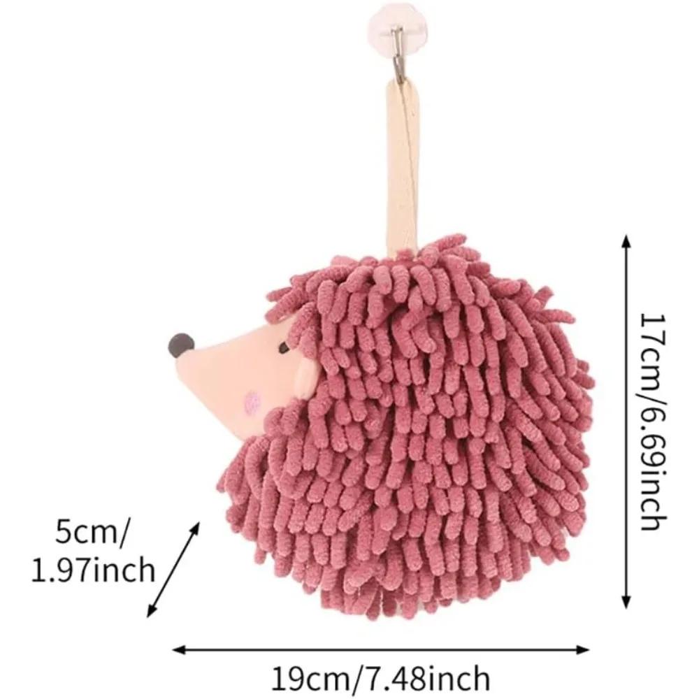 Fuzzy Ball Hand Towels Hedgehog Cartoon Towels Absorbent Funny Hanging Hand Drying Towel with Loop for Bathroom Kitchen