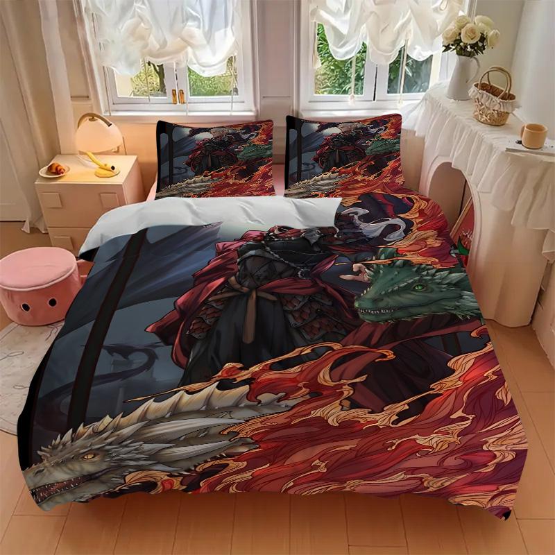 Dragon Warrior Bedding 3 Piece Set Hd Print Duvet Cover Pillowcases For Teens Adult Bedroom Decoration Christmas Gift C9211360