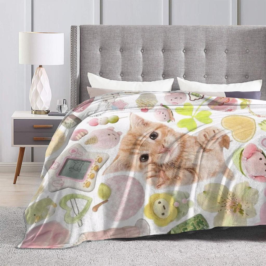 Cat Meme Photos Warm Blanket Child Plush Throw Blanket Fluffy Couch Chair Flannel Bedspread Sofa Bed Cover
