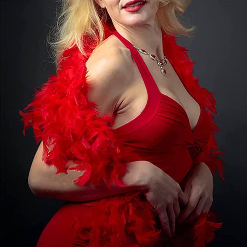 2 ярда Пушистое Натуральное Перо Индейки Марабу Боа 38-40г для Поделок Свадебная Вечеринка Рождественское Украшение Шаль Пушистые Красные Перья