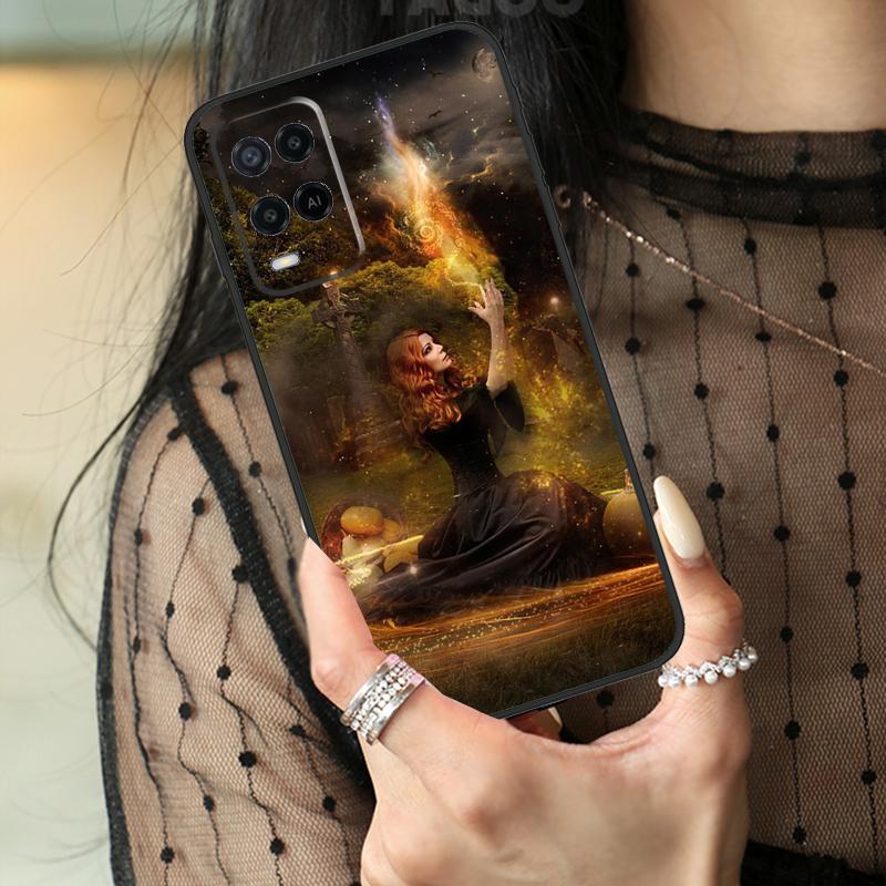 Чехол-ужастик Лунная Ведьма на Хэллоуин Для Oppo A5 Pro A15 A17 A57 A77 A18 A38 A58 A78 A98 A94 A74 A54 A40 A60 A80 A96 A76 A16