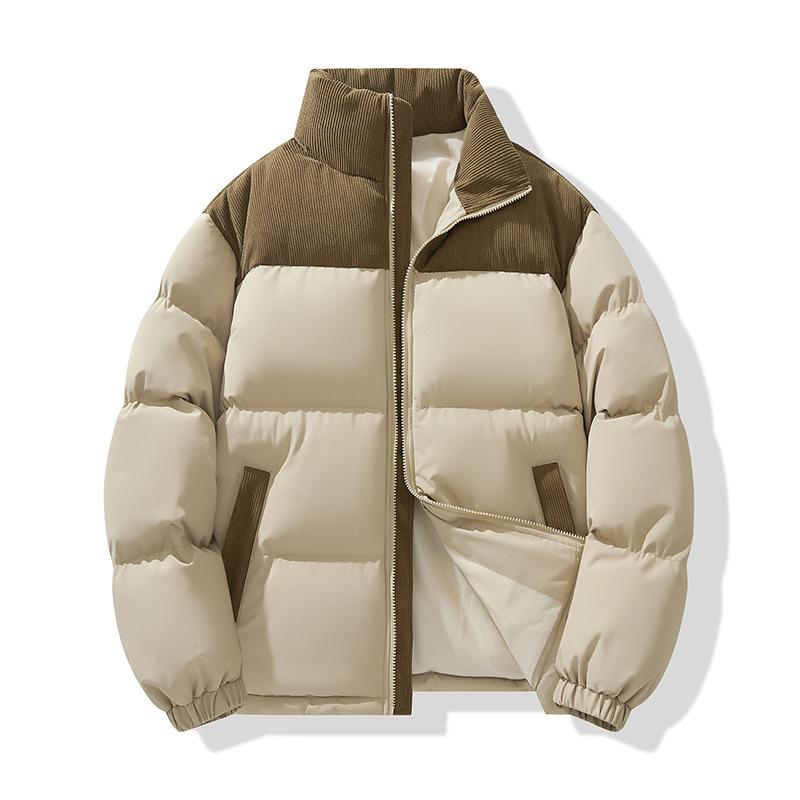 Зимняя утепленная флисовая куртка с цветовой блокировкой, пуховик, короткая, с воротником-стойкой, парная, повседневная