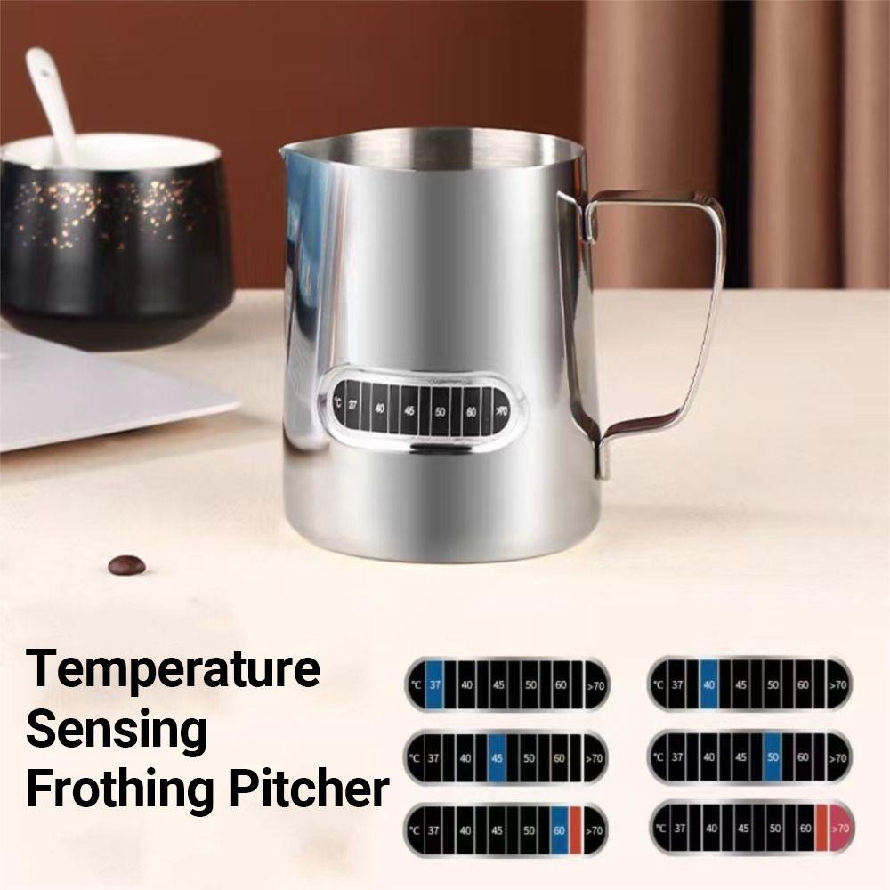 Temperature Sensing Latte Art Cup Accurate Scale Milk Frother Jug Latte Art Jug  Barista Use