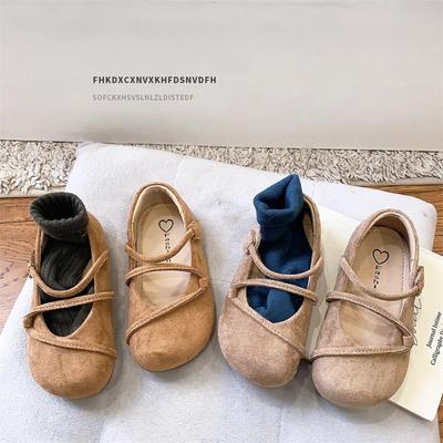 Весна Новинка Корейский стиль Персонализированные ремешки Девочки Мода Замша Повседневные Танцевальные туфли