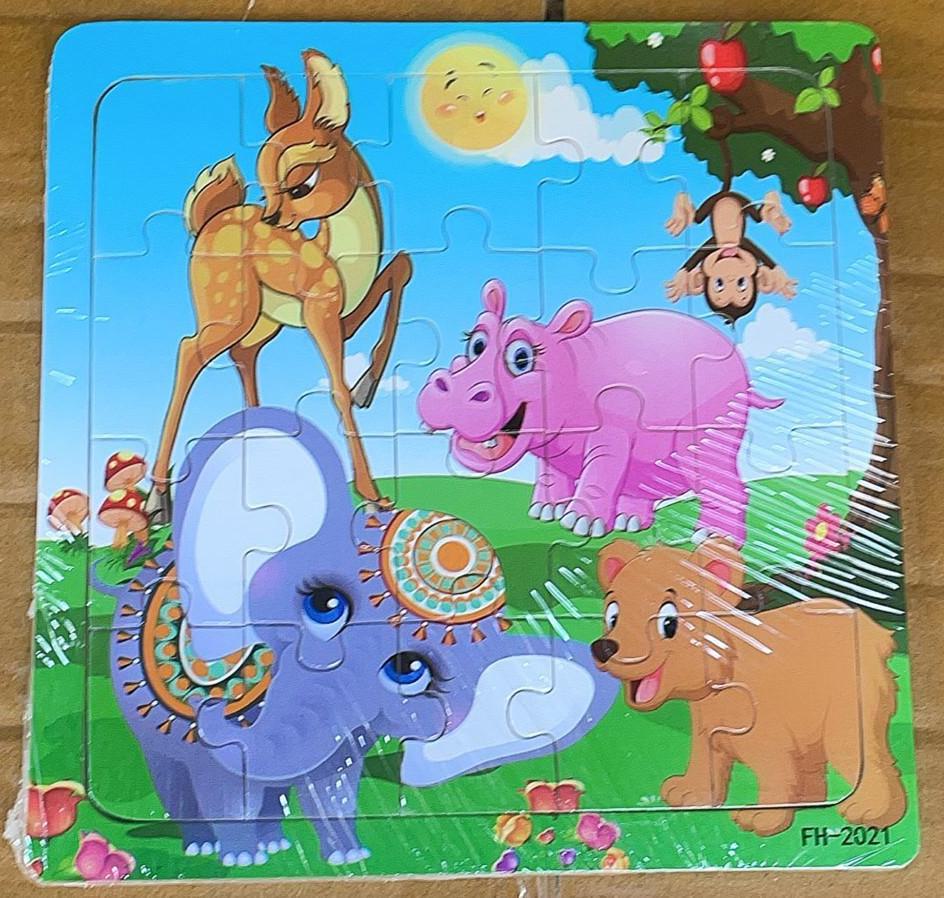 20-Piece Wooden Animal Cartoon Puzzle for Children Ages 3-7: Educational Early Learning Toy