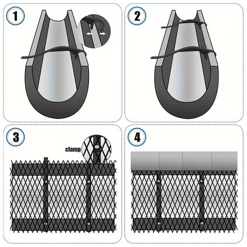 Plastic Gutter Guard Mesh Roll 10 Hooks Leaffilter Net Lightweight Durable Bird and Leaf Blocker for Patio Roofing
