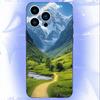 Чехол для телефона с пейзажем дороги на заснеженной горе Для iPhone 17,16,15,14,13,12,Pro,Max,Plus,E,SE4,Air,Mini Черный Мягкий Бокс