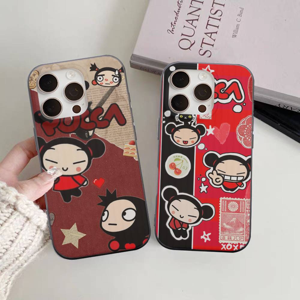 Popular Animation P-Pucca Phone Case For IPhone 17 16 15 11 12 13 14 Pro Max Soft Corrugated Silicone Cover Case