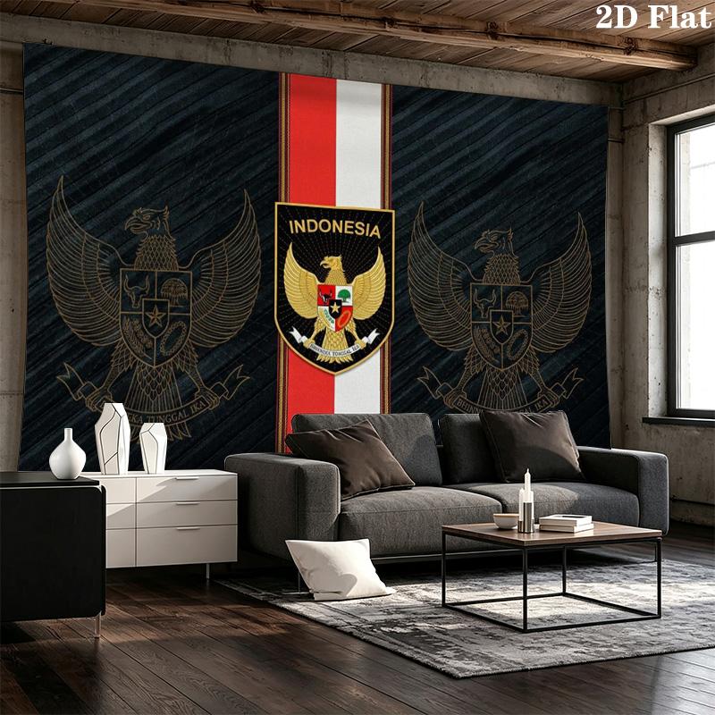 Timnas Indonesia Logo Wall Tapestry Aesthetic Wall Hanging Printed Fabric Blanket Decorative Tapestries for Bedroom Living Room Home Decor