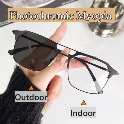Роскошные уличные фотохромные очки унисекс модные меняющие цвет готовые очки для близорукости мужские и женские винтажные минус диоптрии
