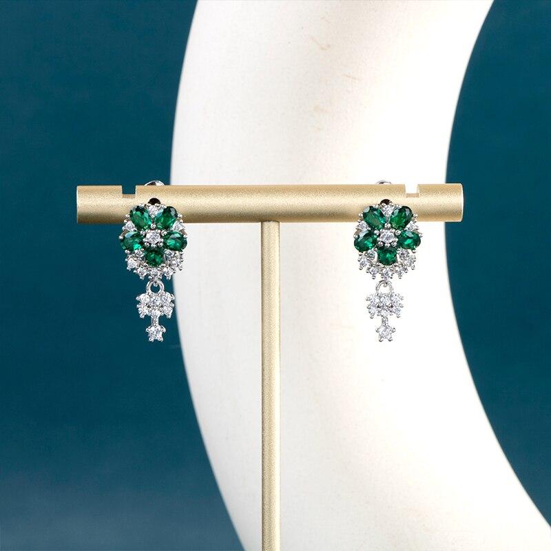 BELLA BOX Женские серьги-капли с цветком в форме зеленого циркона, женские модные ювелирные изделия, вечерние свадебные подарки