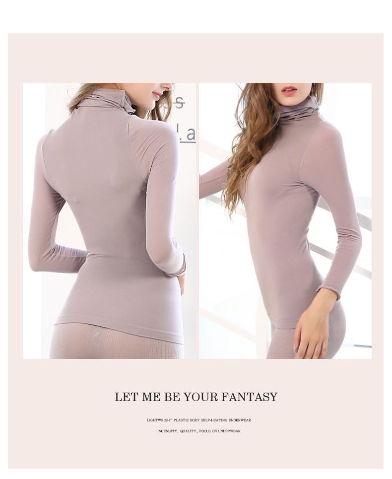 Женский термотоп из бамбукового волокна с высоким воротником и длинными рукавами