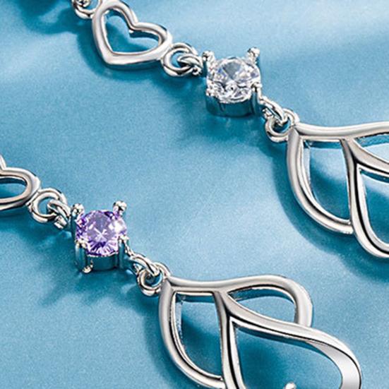 Intertwined Hearts Bracelet Copper Alloy Bracelet with Rhinestone Female Wrist Jewelry Valentine's Day Anniversary Gift for Her Girlfriend Wife