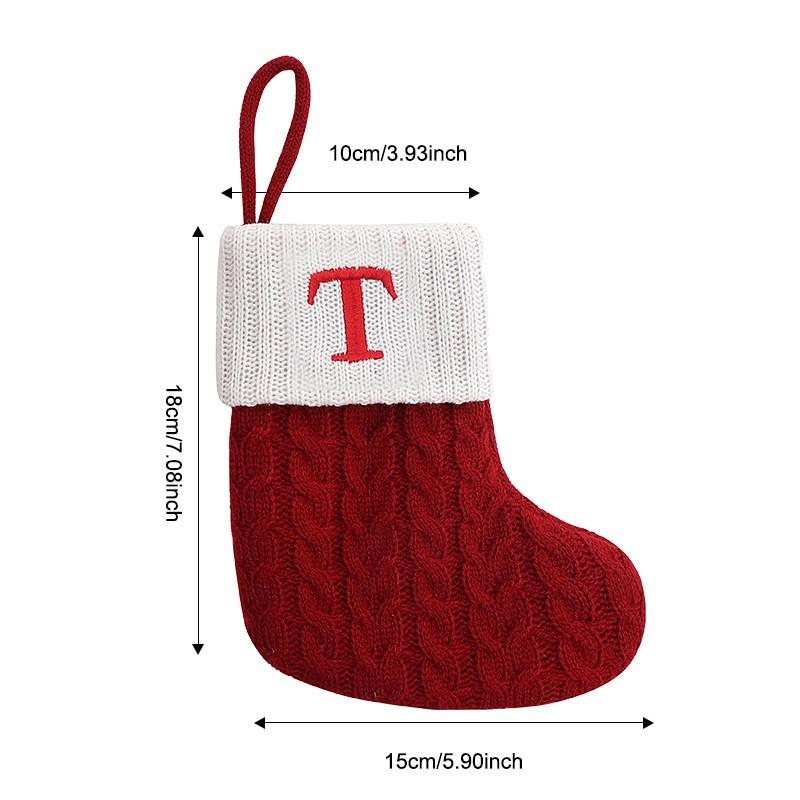 Christmas Socks Knitting Snowflake Letter Stocking Christmas Decoration For Home Xmas Gift Snowflake Alphabet Christmas Socks