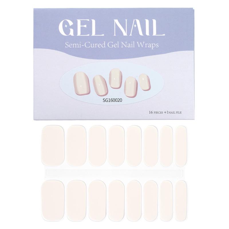 Thin Lamp Style Gel Nail Sticker 16-finger Extended Semi-curing Nail Sticker