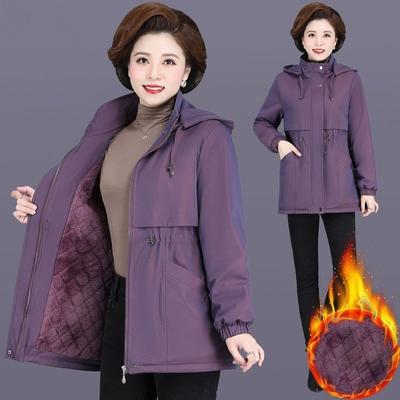 Женская зимняя куртка с капюшоном, теплая парка, флисовая куртка средней длины с подкладкой, ветровка, верхняя одежда, пальто для мамы
