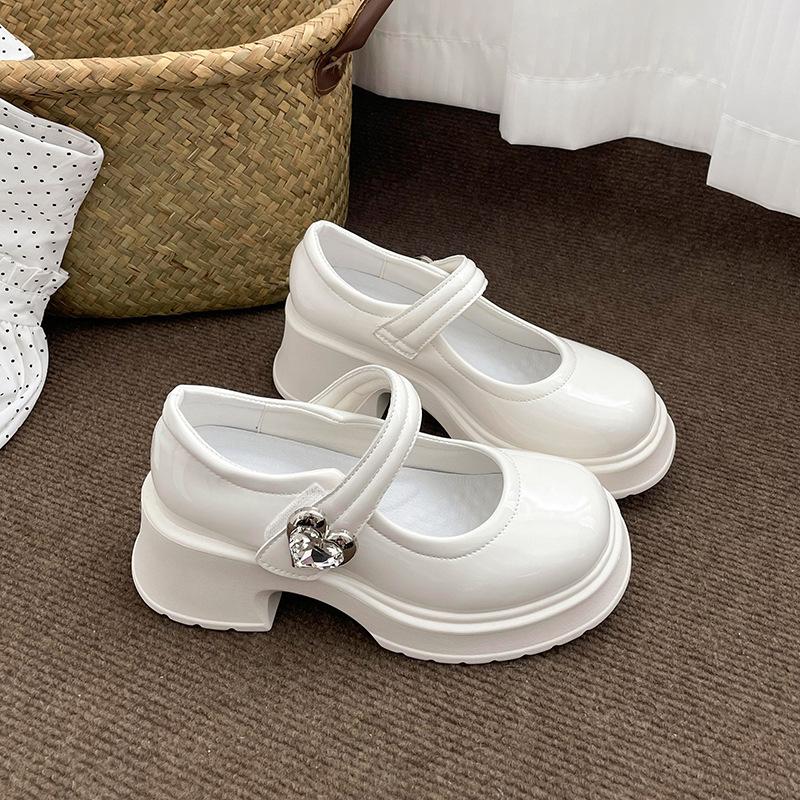 Французские толстые каблуки, круглая головка, толстая подошва, туфли Мэри Джейн, женские, летние, черные, с юбкой, светлые, одинарные туфли 2025 года