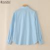 ZANZEA Women Casual Turn Down Collar Solid Color Long Sleeve Button Blouse