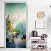 3D Creative Wooden Door Decoration Stickers Marble Simple Abstract Lines Flowers Wallpaper For Living Room Home Decor Bedroom Art Decals