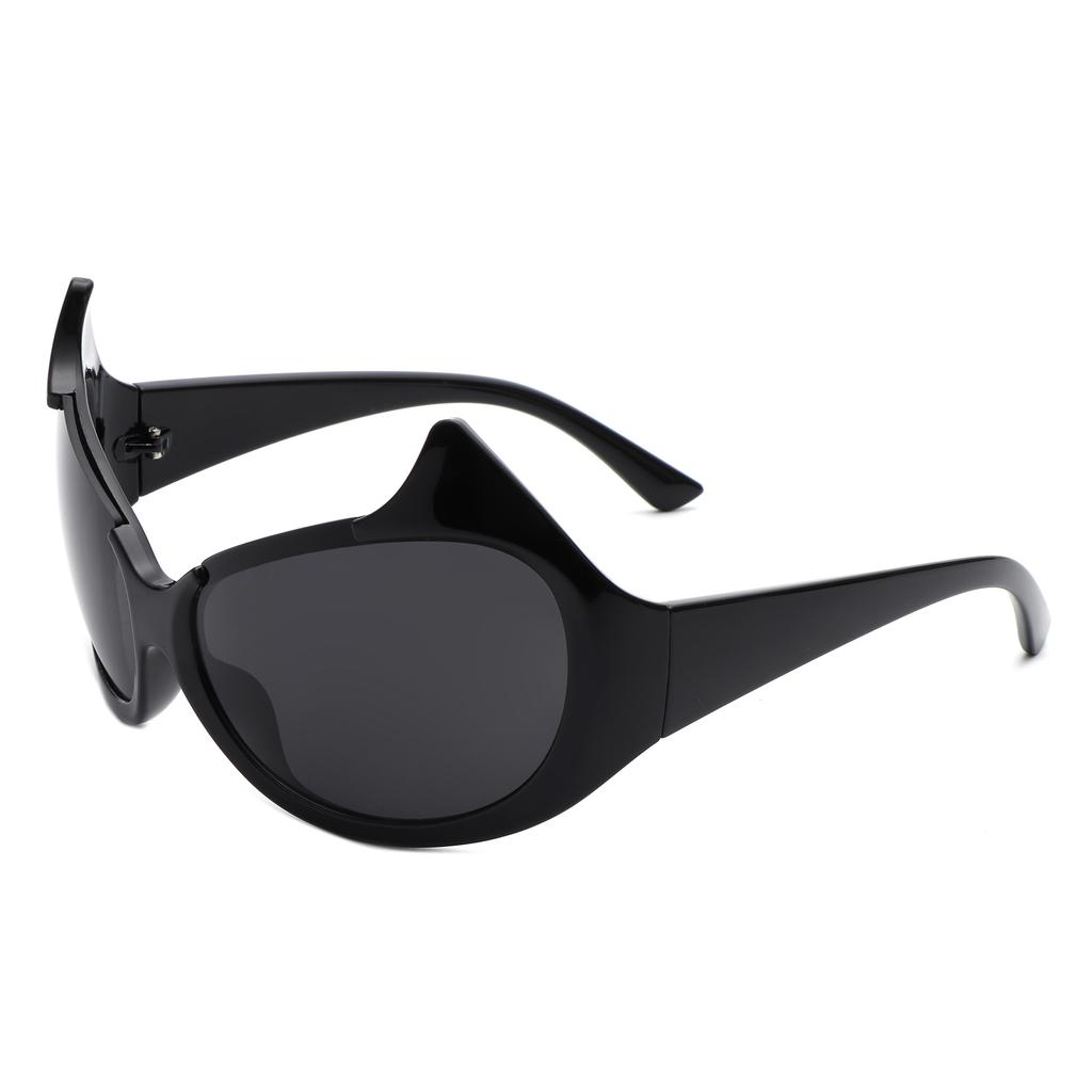 MAXJULI Солнцезащитные очки с рожками дьявола Женские Большие Овальные Обхватывающие Кошачий глаз Женские Очки UV400 W8241