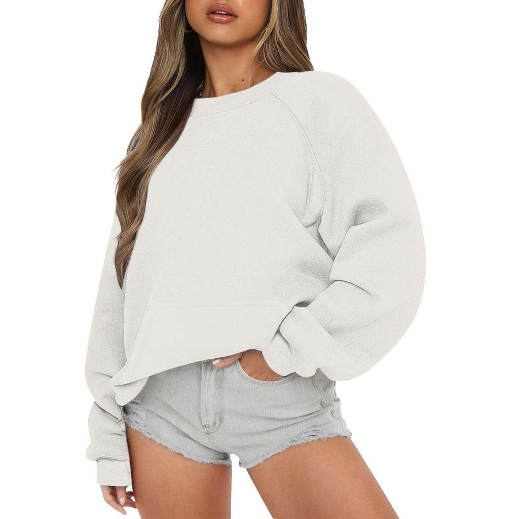 Women Autumn Winter Tops Women's Long Sleeve Sweatshirt Casual Crewneck Loose Fit Pollover Fleece Tops