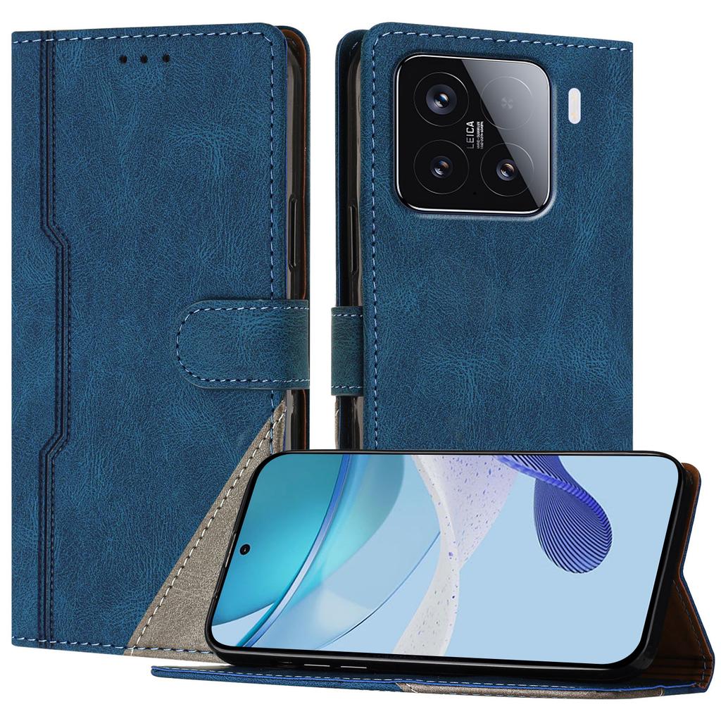 For Xiaomi 15 Leather Case Triangle Patchwork Wallet Stand Shockproof Phone Cover
