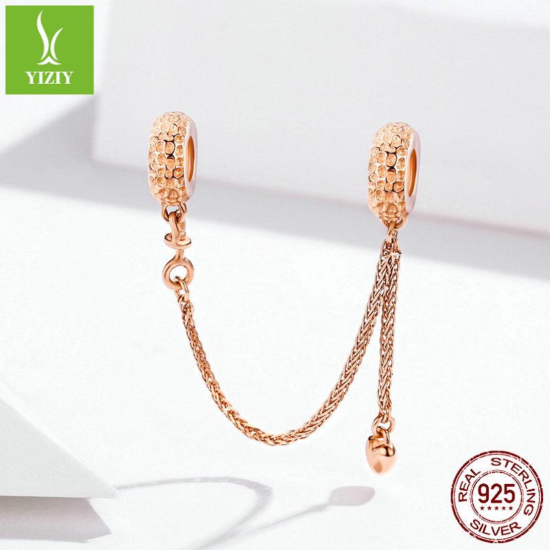 Браслет из серебра S925 с бусинами Ziyun, силиконовыми аксессуарами и страховочной цепочкой-шиной