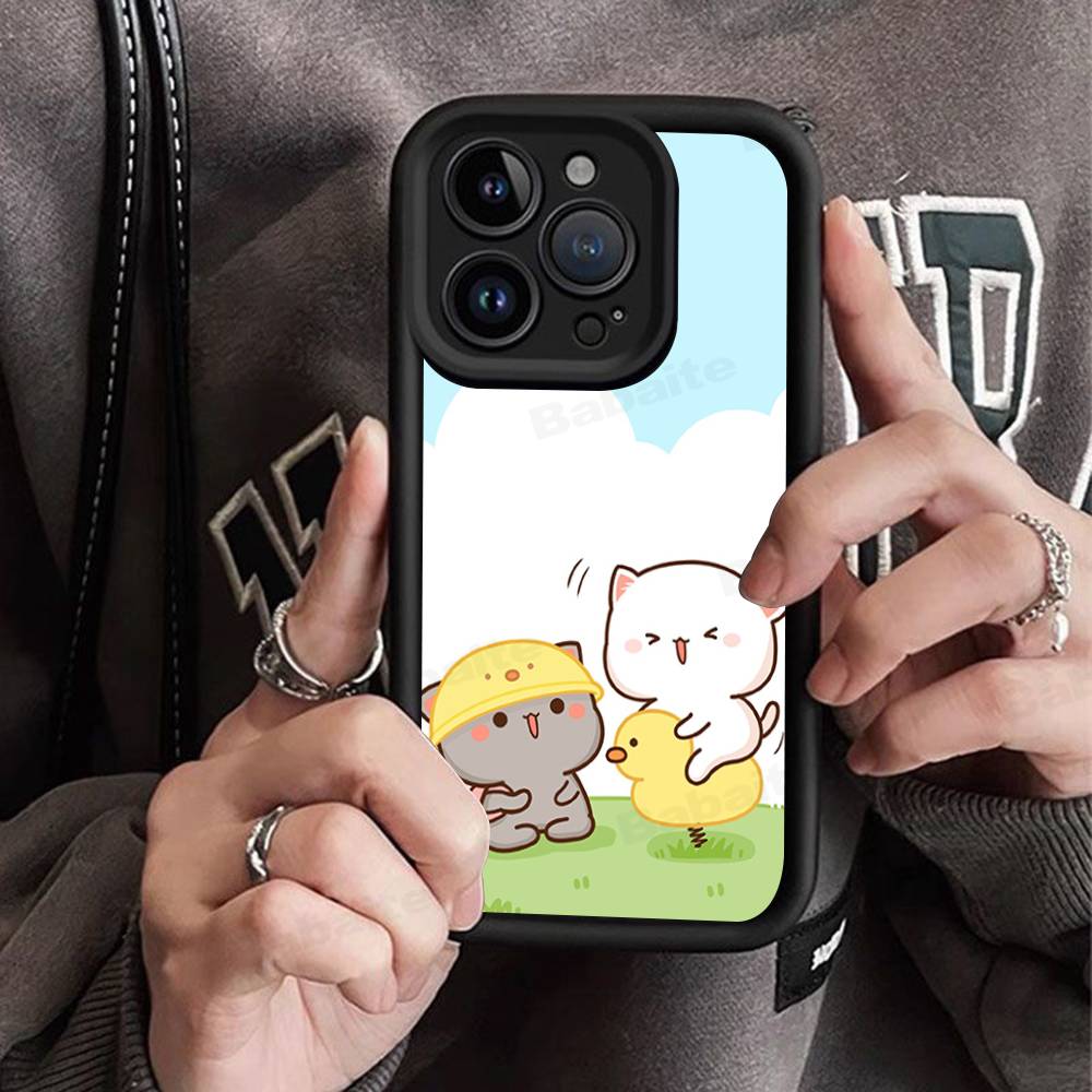 Cartoon Cute Cats Silicone Soft Phone Case For iPhone 17 16 14 13 12 11 15 Pro Max Plus Air Cover