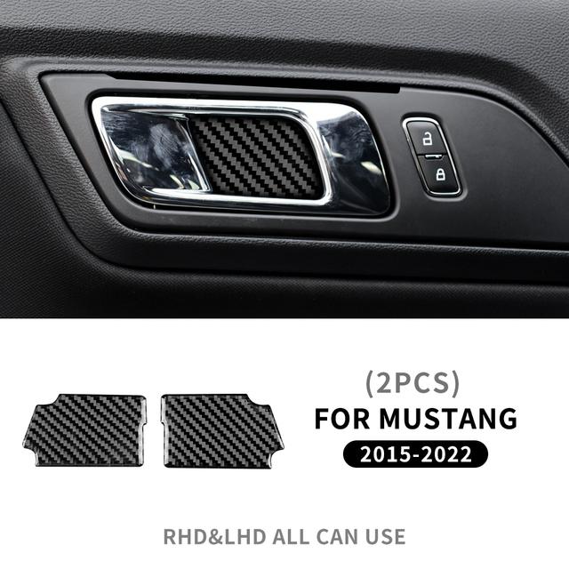 Внутренняя ручка двери автомобиля из углеродного волокна, наклейка на рамку дверной чаши для Ford Mustang 2015-2022, аксессуары для интерьера