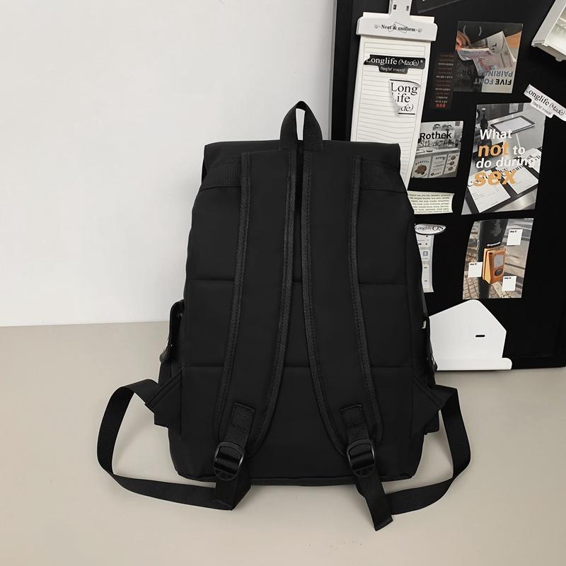 Solid Color Men's Backpack Women's Large Capacity Travel Backpack Student School Bag