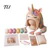 Handmade Fantasy Headwear Hood Crochet Kit, Cute Animal Hat DIY Dragon Unicorn Halloween Cosplay Kit Skull Earflap Craft for Adults, Headgear Novelty