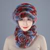 New Rex Rabbit Hair Hat Women's Autumn and Winter Ear Protection Fur Woven Real Hair Medium and Old Thickened Versatile Scarf Set