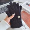Protection From Cold Women Bow-knot Warm Gloves Touch Screen Knitted Gloves  for Men and Women