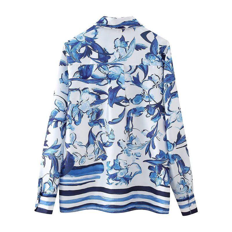 Fashion Style 2024 Spring New Arrival Women's Clothing Temperament Wild Slim Looking Flower Print Shirt 2591124 044