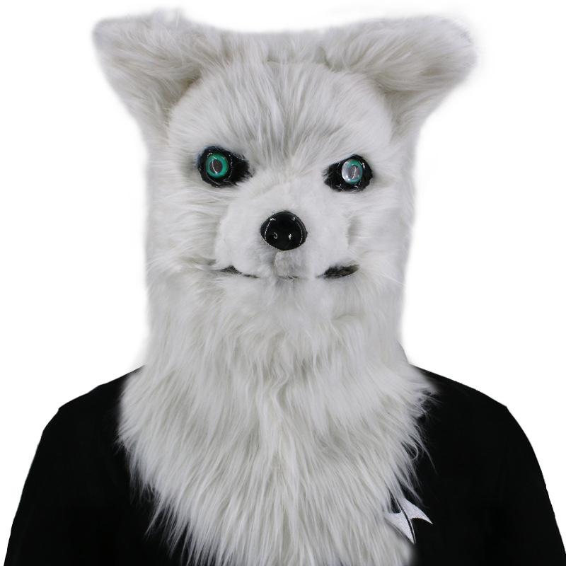 Movable Mouth Fox Mask Halloween Costume Cosplay Party Mouth Mover Wolf Masks Animal Panda Husky Orangutan Artificial Fur Mask