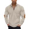 Men’s Long-Sleeved Half-Zip Sweatshirt: Heavyweight Corduroy, Stand-Up Collar, Loose Fit Top