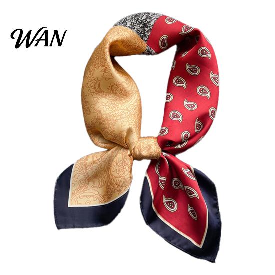 Professional Silky Neck Scarf Paisley Printing Smooth Texture Wrinkle-Resistant Windproof Collar Tie Imitation Silk Commuting Business Layering